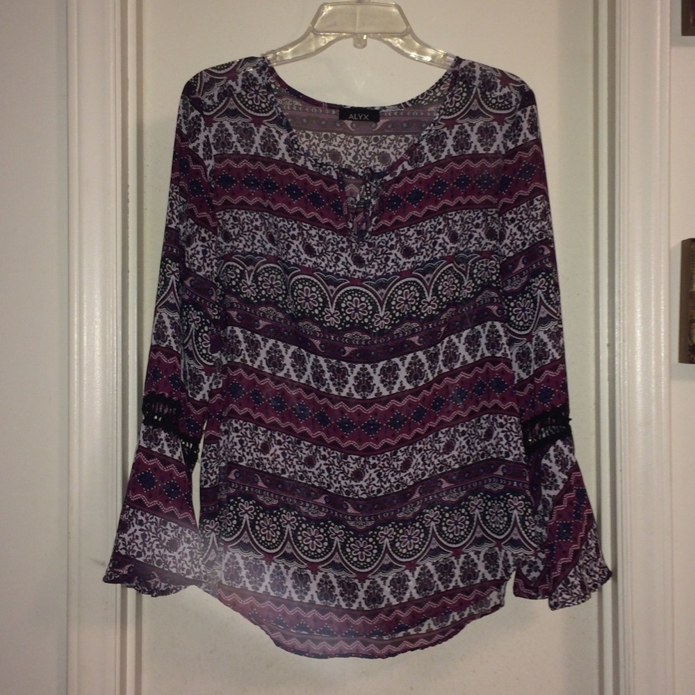 Sheer bell bottom sleeved shirt